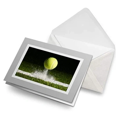 Image of Greeting Cards Gray (Insert) Tennis Ball Sports Game Blank Greetings Card Birthday Kids Party Boys Girls #14656