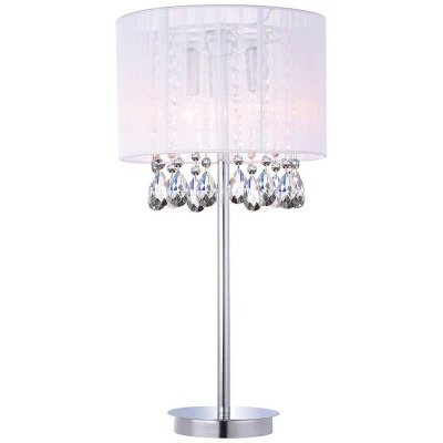 Image of Italux Lighting Table Lamp White 3 Light with Cloth Shade, E14