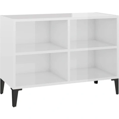 Image of vidaXL TV Cabinet with Metal Legs High Gloss White 69.5x30x50 cm