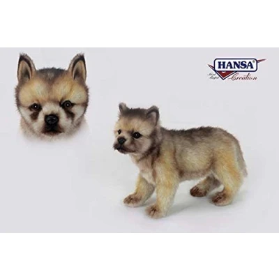 Image of Wolf Cub Standing Plush Soft Toy by Hansa. 25cmL. 6727