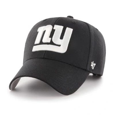 Image of 47 NFL New York Giants MVP Unisex Baseball Cap, Adjustable Hook &amp; Loop Strap, Team Logo, Colour Black