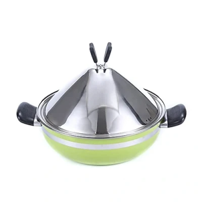 Image of FCSHFC Stainless Steel Fast Cooking Tagine Pot 28cm Heighten Cone Shaped Lid Nonstick Multifunction Moroccan Tajine Steamer Casserole