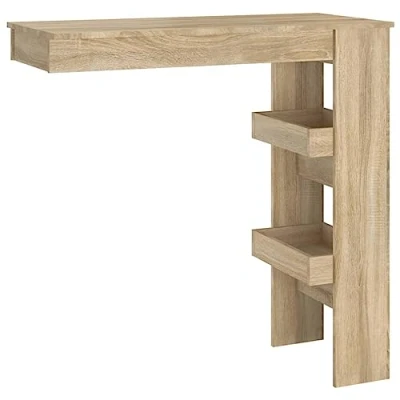 Image of vidaXL Modern Wall Bar Table in Sonoma Oak Engineered Wood Dimension (102x45x103.5 cm) Includes Storage Compartments