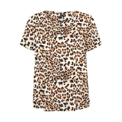 Image of VERO MODA Women&#039;s Vmeasy Joy S/S Top WVN Ga, Tan/AOP: Leo, M