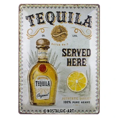 Image of Nostalgic Art Retro tin sign, 30 x 40 cm, Tequila Served Here Gift idea for bar accessories, made of metal, vintage design