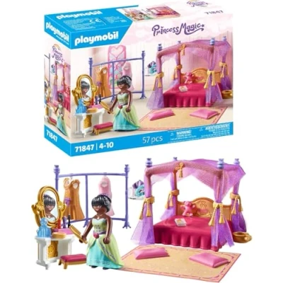 Image of Playmobil Princess Magic Bedroom with Dressing Room Toy Set Fairy Tale for Kids Aged 4+ 71847