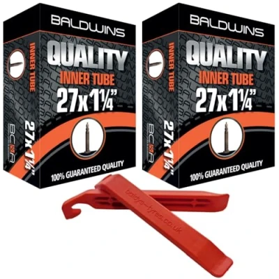 Image of PAIR 27&quot; x 1 1/4&quot; Baldwins Cycle/Bike Inner Tubes Presta/French Type Valves (Pack of 2)