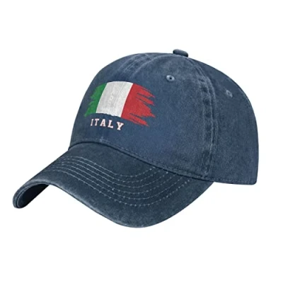 Image of BAAROO Navy Cool Italian National Italy Flag Baseball Cap Patriotic Men Vintage Cotton Washed Denim Unisex Hats