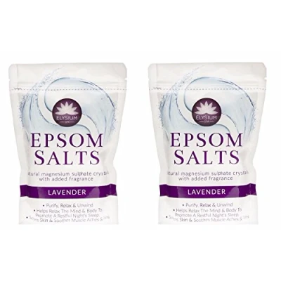 Image of Elysium Spa Bath Salts Natural Magnesium Sulphate Crystals Lavender Salt 450g Wilsons Direct (2 x Salt)