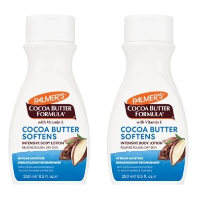 Image of Palmer&#039;s Cocoa Butter Formula Body Lotion 250ml Pack of 2. Deep Hydration with Vitamin E for Dry Skin. Smoothes, Tones &amp; Softens. Dermatologist Recommended