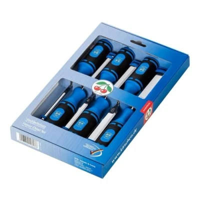 Image of Kirschen 1118000 Number 1118 Firmer Chisel Set with 2 Component Handles Multi Colour (6 Piece)