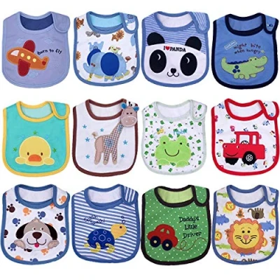 Image of Yafane 12packs Baby Bibs Waterproof Layer Absorbent Bandana Drool Cotton for Boys Girls Infant Toddler 3 24 Months (Boy)