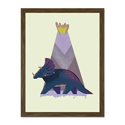 Image of Wee Blue Coo Dinosaur Triceratops Wall Large Framed Art Print Poster Decor 18x24 inch