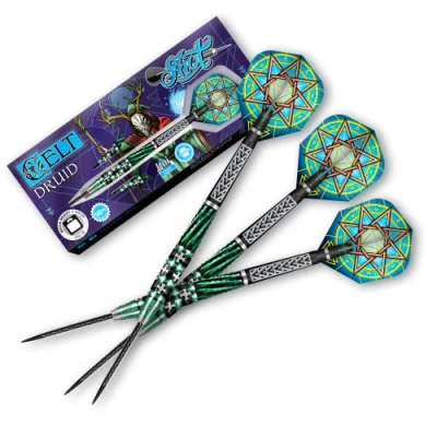 Image of Shot! Darts Celt Druid 90% Tungsten Pro Throwing Steel Tip Set, Professional Made in New Zealand Designed Dart Flights for Women &amp; Men Metal Bar Adults