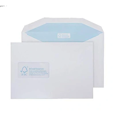 Image of Blake Envelopes Purely Environmental FSC378 FSC Zertifiziert Kuvertierhüllen Briefumschläge Naßklebung Mit Fenster Weiß C5 162 x 229 mm 90g/m² 500 Stück