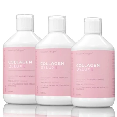 Image of Swedish Collagen Deluxe 12,500 mg Hydrolysed Marine Liquid Supplement 3 x 500 ml (1,500 in Total), 60 Day Supply Hyaluronic Acid, Biotin &amp; Vitamin C for Hair, Skin, Nails Joints