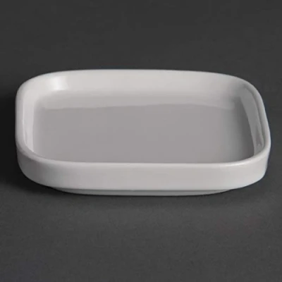 Image of Olympia Whiteware Flat Miniature Dishes 93 mm (Pack of 12), White, Vitrified Porcelain, Size: 15(H) x 93(W) 93(D) mm, Heat and Shock Resistant Oven, Microwave, Dishwasher &amp; Freezer Safe, Y140
