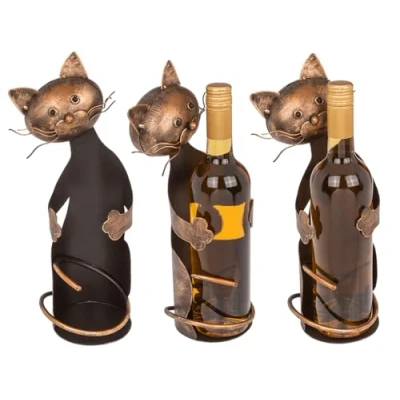 Image of Out of the blue Metal Bottle Holder Cat III Approx. 15 x 11 33 cm