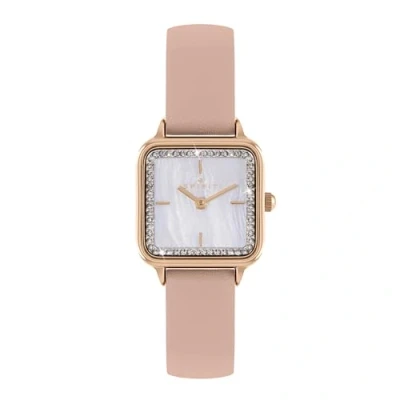 Image of Spirit Ladies Rose Gold Plated Mother of Pearl Pink Leather Strap Analogue Quartz Watch
