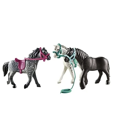 Image of Playmobil 70999 Country Pony Farm Horse Trio, frisian, knabstrupper &amp; andalusier Toys, PlaySets Suitable for Children Ages 4+
