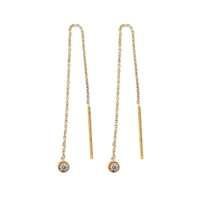 Image of Skagen Women&#039;s Glitz and Gold Tone Sterling Silver Threader Earrings, SKJS0037710