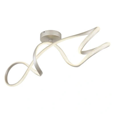 Image of Swirl Integrated LED Semi Flush Ceiling Light Nickel Matt 4000K
