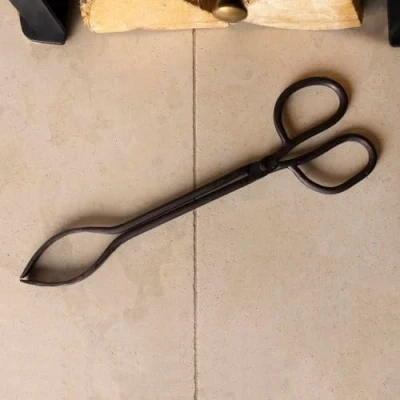 Image of Charles Bentley Snug Cypress Fireside Tongs Iron Black Antique