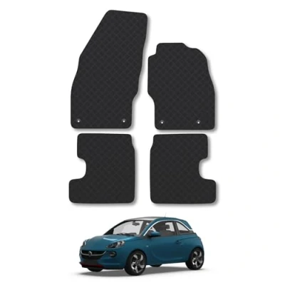 Image of 5mm Rubber Car Mats Compatible With Vauxhall Adam (2012 2019) Tailored Fit Floor Set Accessory Custom Anti Slip Backing Heavy Duty Waterproof Easy Clean Durable All Weather Full Coverage