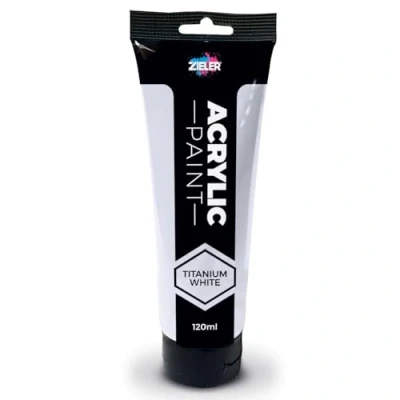Image of Zieler Titanium White Acrylic Paint 120ml Easy Squeeze Tube