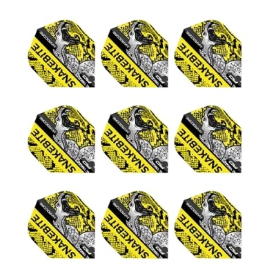 Image of RED DRAGON Snakebite Hardcore Coiled Snakeskin Yellow Dart Flights 3 sets Per Pack (9 in total)
