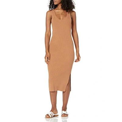 Image of The Drop Women&#039;s Yasmin Rib Midi Sweater Tank Dress, Earth, XS