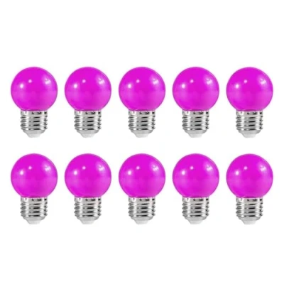 Image of ZFQ 10 Pack E27 Bayonet Colored LED Light Bulbs 2W G45 Golf Ball Mini Globe Bulb Lighting Bulbs,Purple for Outdoor Indoor String Patio Garden Party Christmas, Tree, Fairy Night Lights