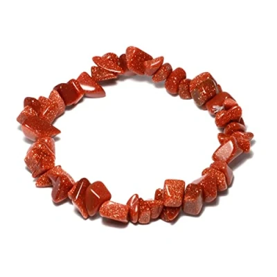 Image of CrystalAge Red Goldstone Gemstone Chip Bracelet