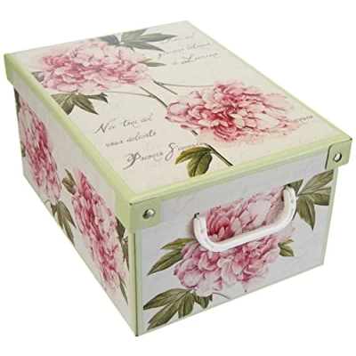 Image of Collection Small Peonies, decorative storage box, cardboard boxes with lids , and Handles, clothes storage, toy box baskets, teddy