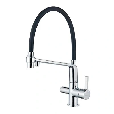 Image of Grifema G4010 2 Dover, 3 Way Kitchen Tap For Filter Water Purifier, Black Sink Mixer With Shower Head, Chrome [Amazon Exclusive], 3/8 de pulgada