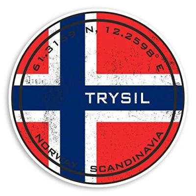 Image of 2 x 10cm Trysil Vinyl Stickers Norway Flag Sticker Laptop Luggage #20217 (10cm Wide)