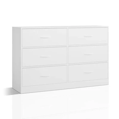 Image of WOLTU Chest of Drawers, 6 Storage Drawers for Bedroom/Hallway/Living Room, Fabric Drawer Unit, White, Metal Frame, E1 Engineered Wood, 108x30x68.5 cm, SSK016ws UK