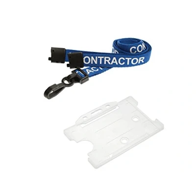 Image of ID Card It 5 x Holder (Clear) &amp; Contractor Neck Strap Lanyard