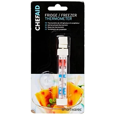 Image of Chef Aid Classic Fridge and Freezer Thermometer with clear colour coded easy to read markings, Comes intergrated hanging hook suction pad