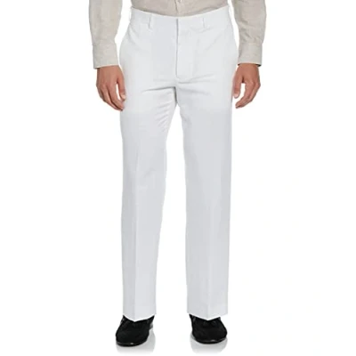 Image of Cubavera Men&#039;s Flat Front Linen Blend Dress (Waist Size 30 54 Big &amp; Tall) Casual Pants, Bright White, 48W x 28L
