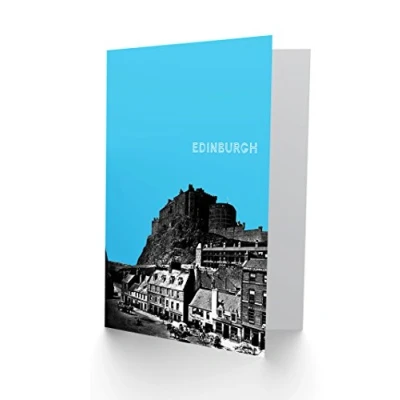 Image of Wee Blue Coo Grassmarket Edinburgh Scottish Landmark Sky Greetings Card