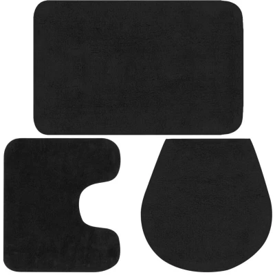 Image of vidaXL Bathroom Mat Set 3 Pieces Fabric Anthracite