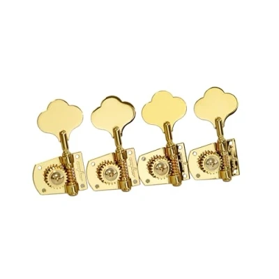 Image of Guyker Bass Machine Head (4 for Left) 1:21 Ratio Gear Open Frame Tuners Tuning Key Pegs Replacement Electric Jazz Guitar or Precision Instruments, Gold