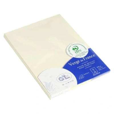 Image of Clairefontaine Ref 16816L G.Lalo Single Cards (Pack of 25) C6 (114 x 162mm) Sized, 210gsm Paper, PEFC Certified, Inkjet &amp; Laser Compatible Vergé de France Ivory