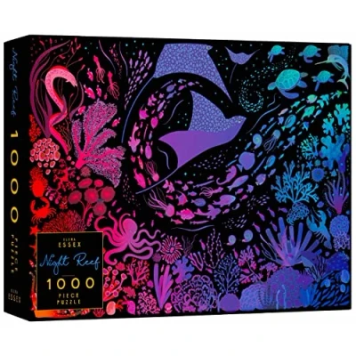 Image of Elena Essex Puzzles for Adults Night Reef/Jigsaw 1000 / Adult Jigsaw Pieces/Coral Reef Ocean Sea and Shark Puzzle/Puzzles Size 70x50cm