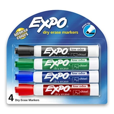 Image of Quartet Expo Low Odor Chisel Tip Dry Erase Markers, 4 Colored Markers #80174