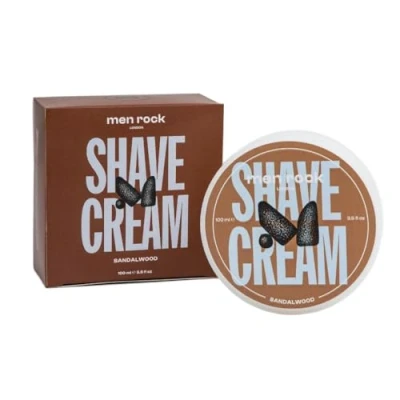Image of Men Rock Sandalwood Shave Cream for a Classy Wet Shaving Experience, Deeply Hydrates and Nourishes Skin, Cruelty Free, Spicy Black Pepper Fragrance 100ml
