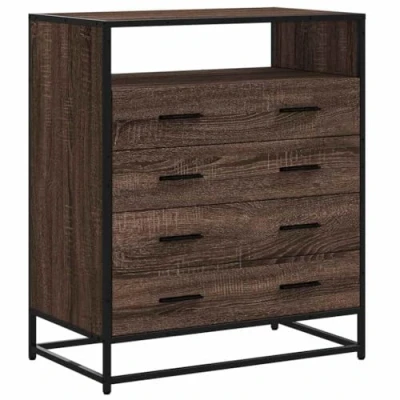 Image of vidaXL Drawer Cabinet Brown Oak 4 Storage Unit, Engineered Wood Bedroom/Living Room Furniture 70x41x70 cm