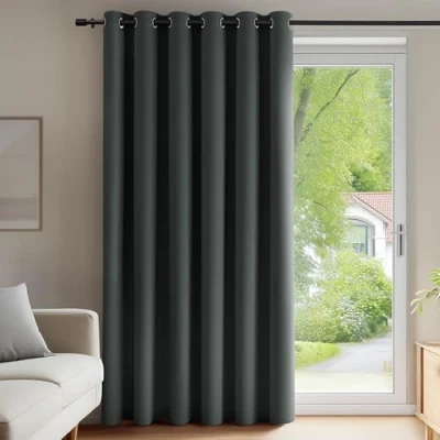 Image of Deconovo 79 x 110 Inch Window Treatment Blackout Curtain Eyelet Thermal Insulated Decorative Soft Energy Saving Room Darkening for Kid Dark Grey Set of 1