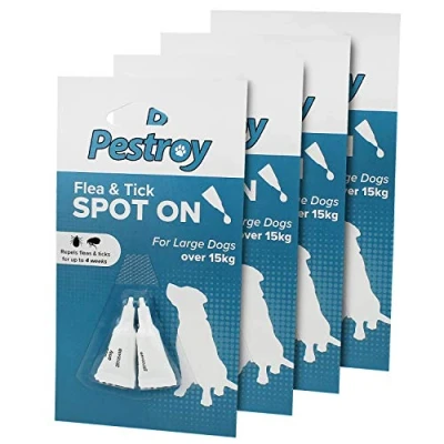 Image of Guaranteed4Less Pestroy Flea Tick Repel Treatment Spot On Large Dog 2 Tubes Pet 15kg (4 Packets)